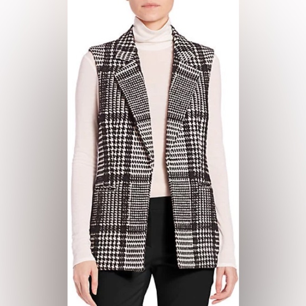 Theory Black and White Houndstooth Vest